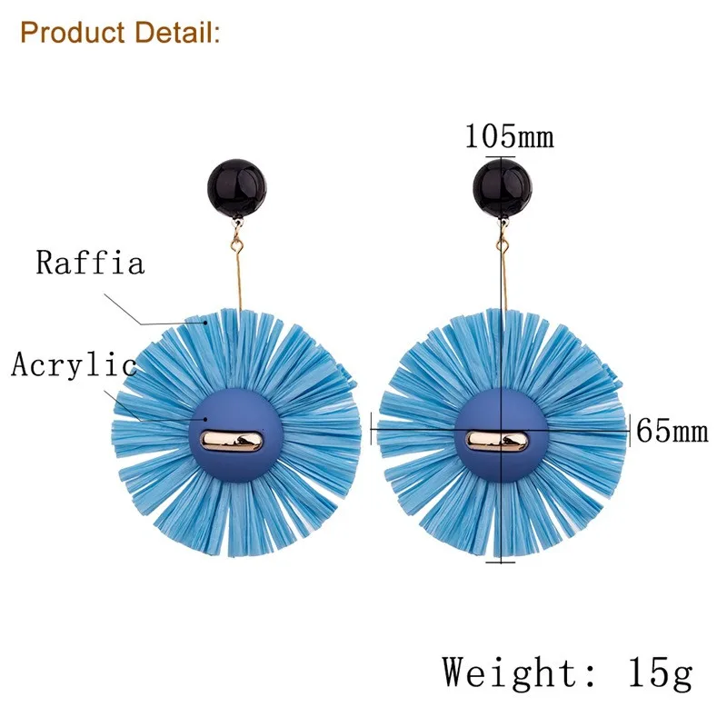 Fashion Round Wate Drop Earrings Fancy Handmade Lafite Tassle Earring For Women Personalized Jewel ETD21 (7)