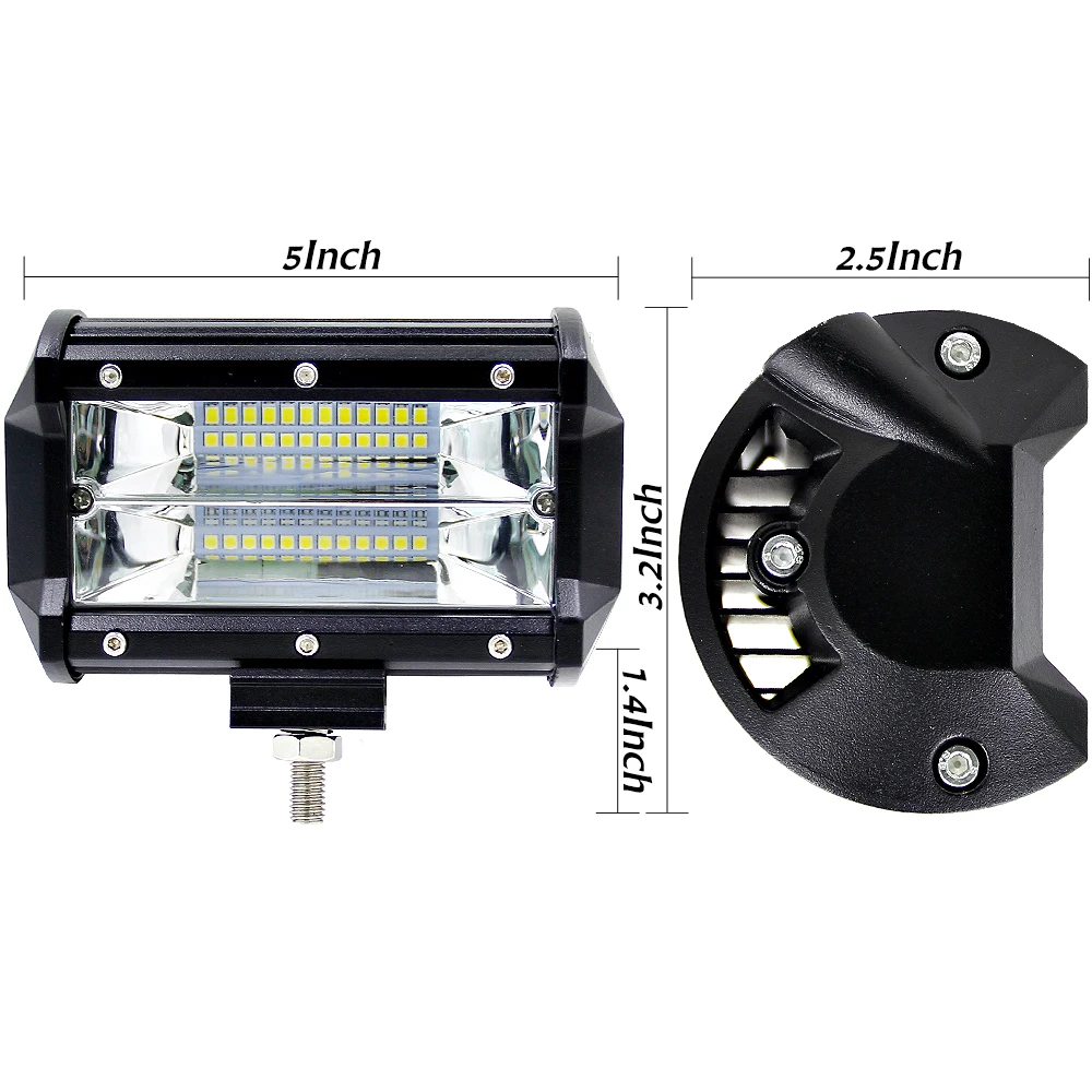 5'' Inch 72W LED Work Light Bar Flood Driving Lamp For Jeep Truck Boat Offroad (3)