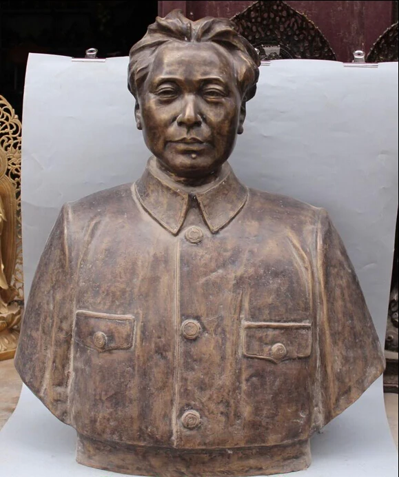 

xiuli 002429 30" Chinese Bronze Great Leader Founder Mao Zedong Chairman Head Bust Sculpture