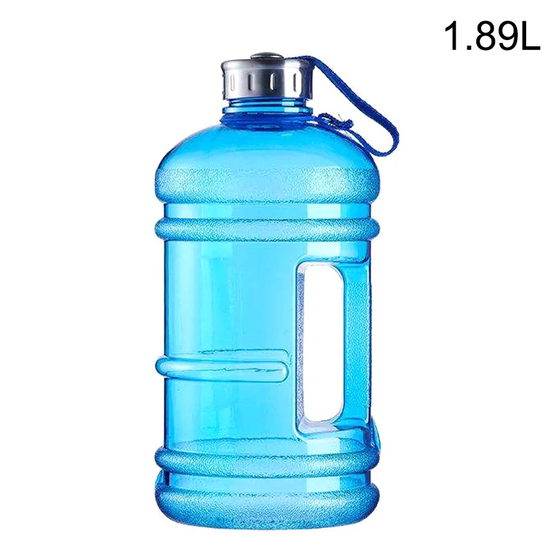 1.89L blue Открытый бутылка воды портативный пластиковый большой емкости чайник-фляга с ручкой для пеших прогулок BB55 - Цвет: 1.89L blue