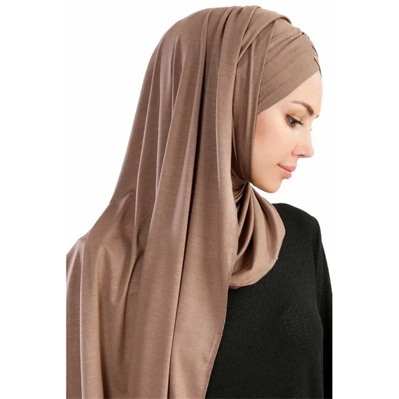 55*180 см мусульманский цельный хиджаб из Джерси Шарф Исламский хлопок instand головной платок Женские Простые шали женский газовый шарф musulman