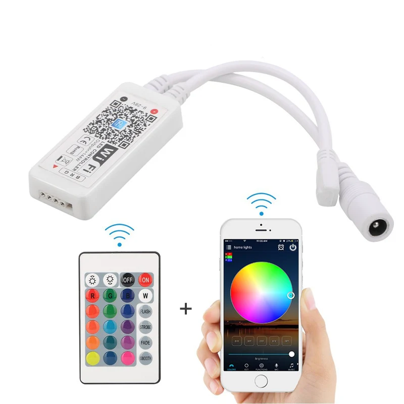 Мини Bluetooth WiFi светодиодный контроллер DC 5 в 12 В для RGB/RGBW СВЕТОДИОДНАЯ лента SMD 3528 5050 2835 управление музыкой и домом WiFi контроллер - Испускаемый цвет: IR 24Key WiFi