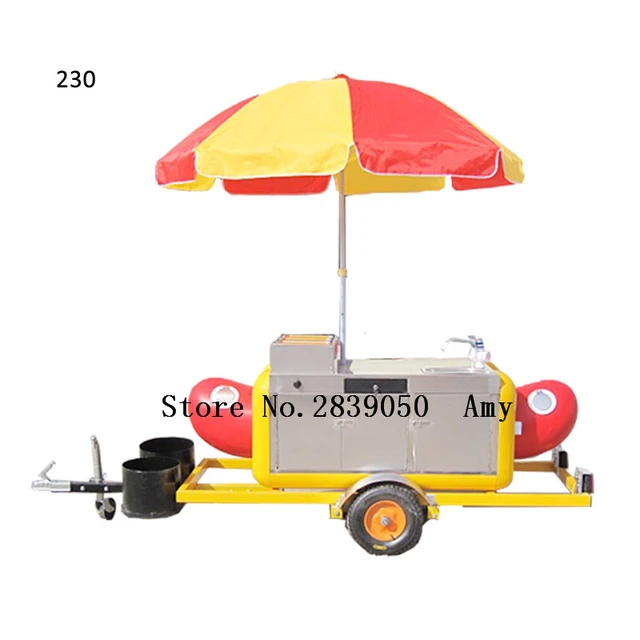 Mini hot dog cart mobile food hand push street mobile food cart for