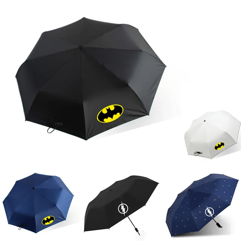 

Super Batman Flashman Hero Hero Umbrella Three-Folding Umbrella Child Cartoon Windproof Folding Sun Rain