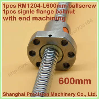 

End machined RM1204 Ballscrew 1pc ballscrew L 600mm + 1pc SFU1204 ballnut for CNC Route machine