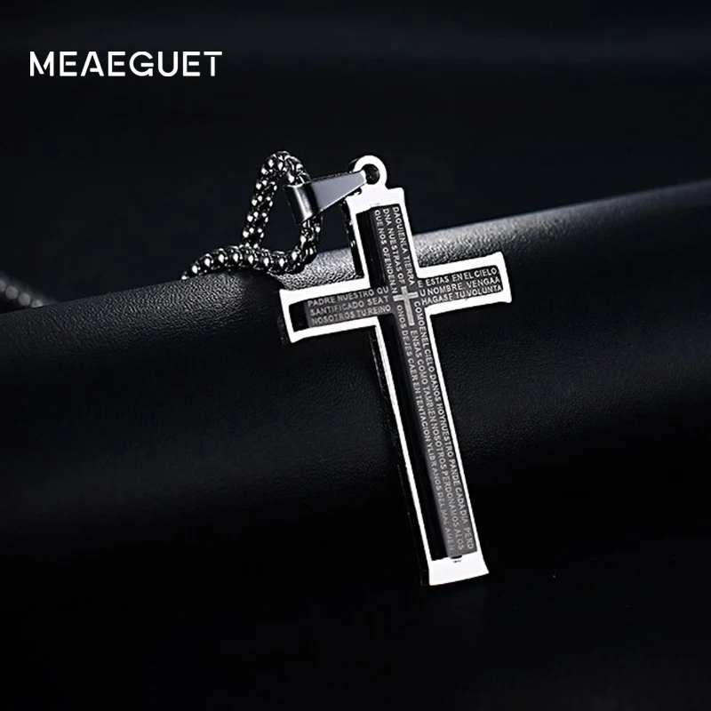 Простое мужское ожерелье с подвеской крестом из нержавеющей стали|necklace jewelry|cross