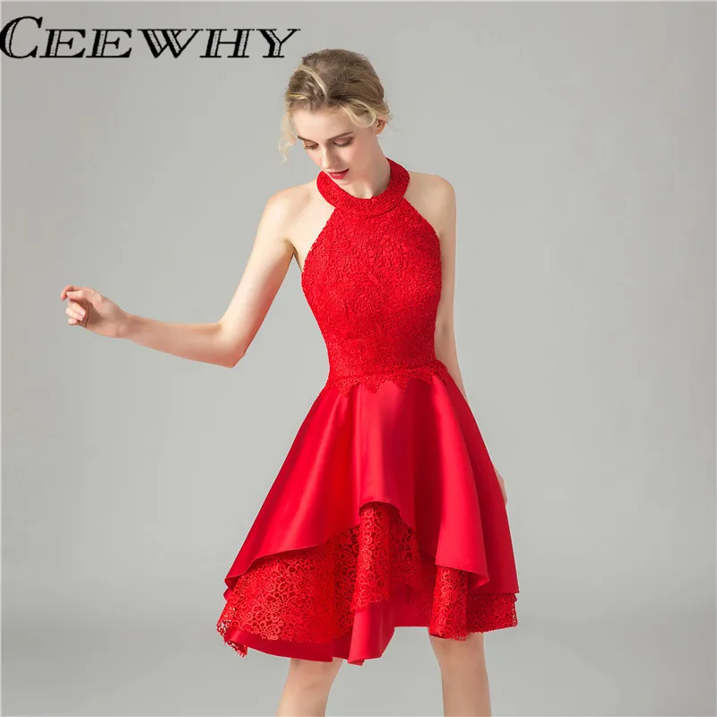 

CEEWHY Abiye Sleeveless Formal Lace Dresses Prom Elegant Cocktail Dresses Robe de soiree Graduation Dresses Vestidos de Coctel