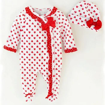 

kid clothes 2019 New baby clothes Cotton Rompers Infant Baby Clothing Love Pattern Jumpsuits + Hat 2Pcs bodysuit bebe fille