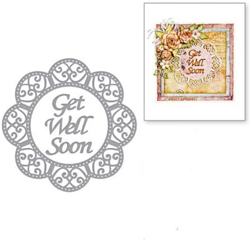 

Swovo Lace "Get Well Soon" Metal Cutting Dies DIY Stencils Scrapbooking Embossing Paper Cards Die Cuts Photo Album Making Craft