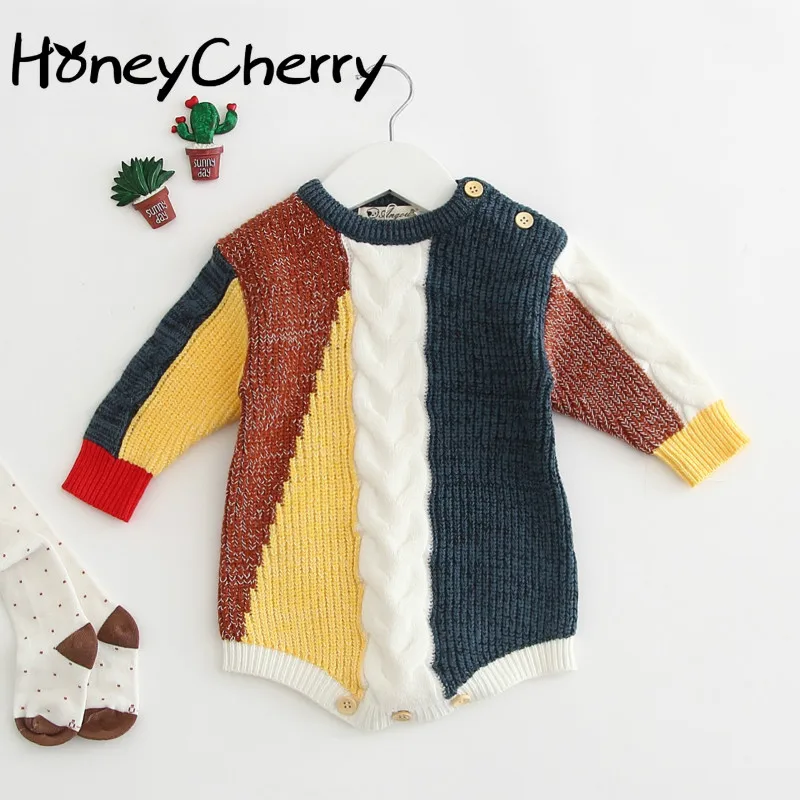 

Baby Bodysuit Of Autumn Style In 2019 Stitching Sweaters Long Sleeves Hatchwear Crawling Suits And Butterwear