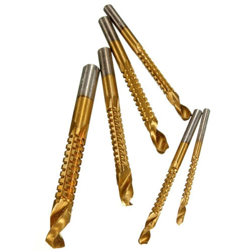 6pcs Professional Titanium Coated HSS Drill Bit Electric Drill Plastic Metal Hole Grooving Drill Saw Carpenter Woodworking Tools 6pcs Professional Titanium Coated HSS Drill Bit Electric Drill Plastic Metal Hole Grooving Drill Saw Carpenter Woodworking Tools