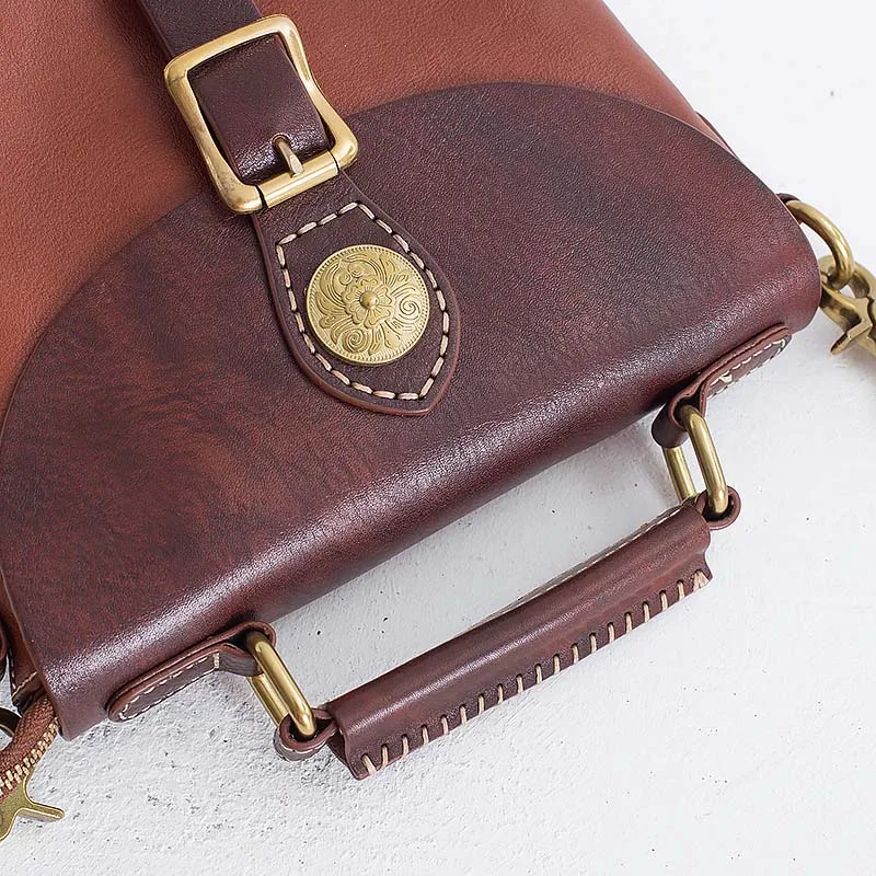 2018 new leather retro simple commuter handbag leather shoulder bag original handmade Messenger bag female
