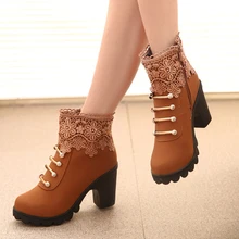 Herbst Martin Lederstiefel Frauen 2016 Neue Winter Fashion Ankle Booties Damen hochhackigen Stiefel Seitlichem Reißverschluss Spitze Quasten 35-40