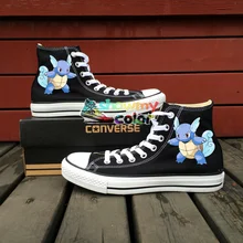 Converse Original Custom Design Anime Shoes Pokemon Wartortle Hand Painted Canvas Sneakers Men Women Brand Skateboarding Shoe