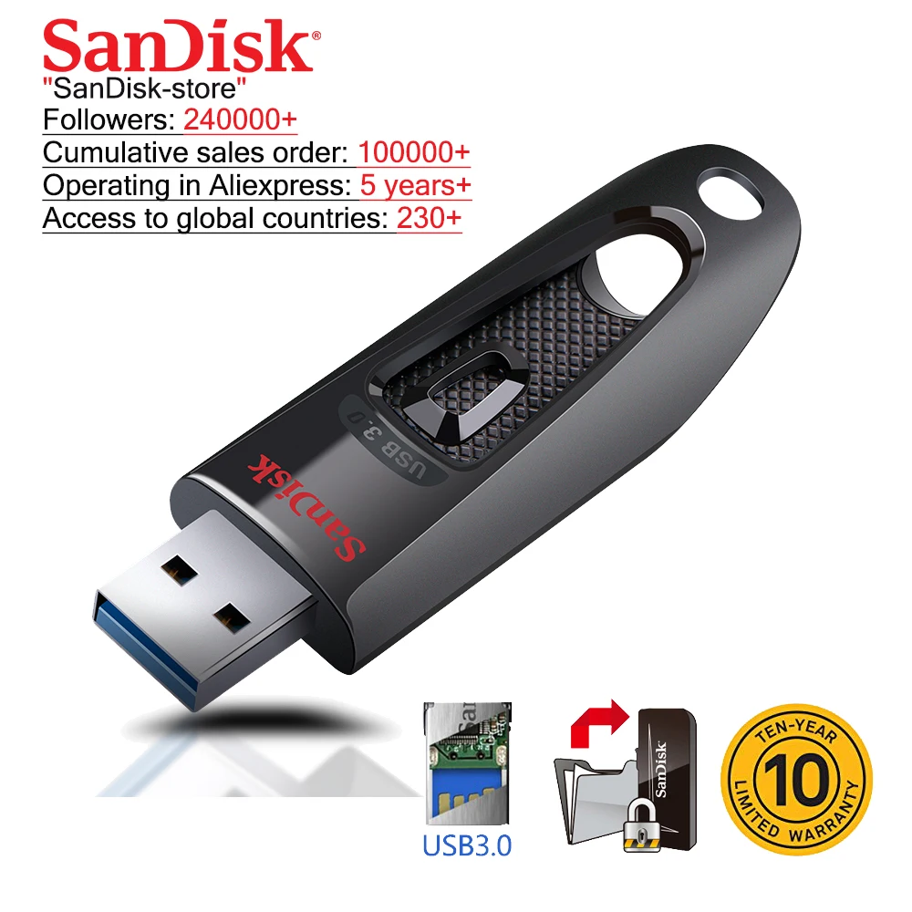 

SanDisk 100% Original Z48 USB Flash Drive 64GB 16GB 32GB 128GB USB 3.0 Memory Stick 100MB/S read Speed mini Pen Drives