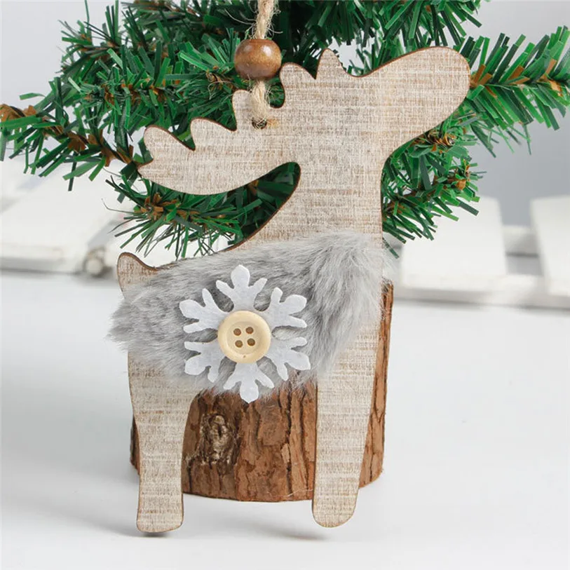 

Christmas Tree Decorative Wood Hanging Ornaments Craft Snowflake Bells Socks Wooden Decor Pendants for Kids Gifts Supply