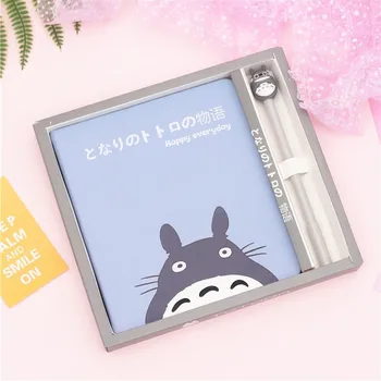 

1 set Creative Student Gifts Kawaii Japanese Cartoon Totoro Notebook journey/Travel Girl's Secret Diary Book With a Cute Pen