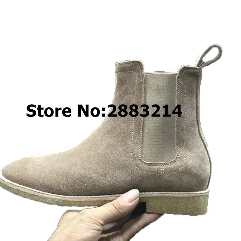 

Original Vintage Men Chelsea Boots Genuine Leather Suede Ankle Boots Flats Slip-on Round Toe Man Boots Shoes Autumn Winter