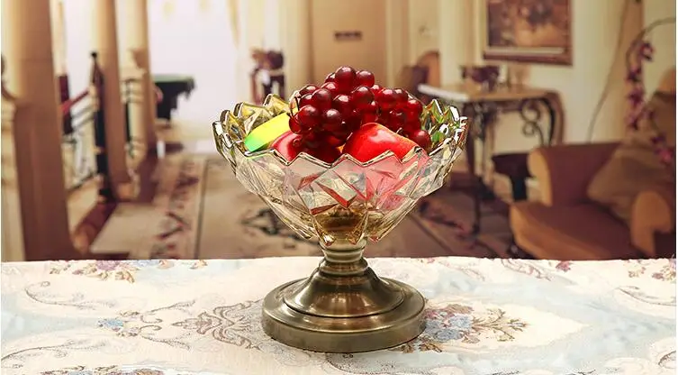 Европейская роскошная классическая хрустальная тарелка для фруктов, украшения для дома, гостиной, журнального стола, стеклянная коробка для хранения, украшение фигурки