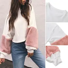 Spring Autumn Faux Fur Hoodies Sweatshirt Casual Oversize White Sweatshirt Women Jumper Patchwork Long Sleeve Pullover Spring Autumn Faux Fur Hoodies Sweatshirt Casual Oversize White Sweatshirt Women Jumper Patchwork Long Sleeve Pullover