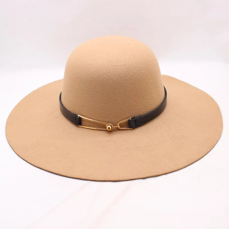 BING YUAN HAO XUAN шляпа Женская крыла широкая фетровая шляпа-котелок Fedora Floppy Sun Belt Cloche женская шапка большая шляпа - Цвет: khaki