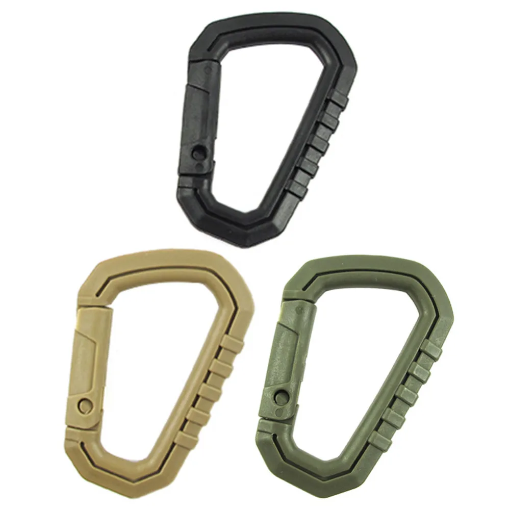 

4Pcs/Lot D Shape 200LB Mountaineering Buckle Snap Clip Plastic Steel Climbing Carabiner Hanging Keychain Hook Outdoor Army