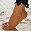 Bracelets de cheville en perles pour femmes, style Boho, Double couche, pendentif, couleur or, cœur, infinité, accessoires bijoux pour le pied, S010 ► Photo 1/5