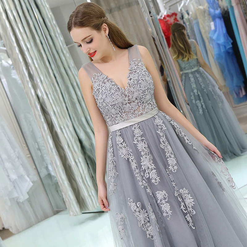 Forevergracedress Великолепная линия платье для выпускного вечера пикантные V Средства ухода за кожей шеи тюль Длинные Homecoming Вечеринка платье плюс