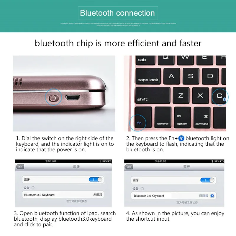 Powstro Bluetooth Keyboard Case Cover For IPad 9.7 For IPad air 1 2 Stand Shell Bluetooth Automatic Connection Wireless Keyboard