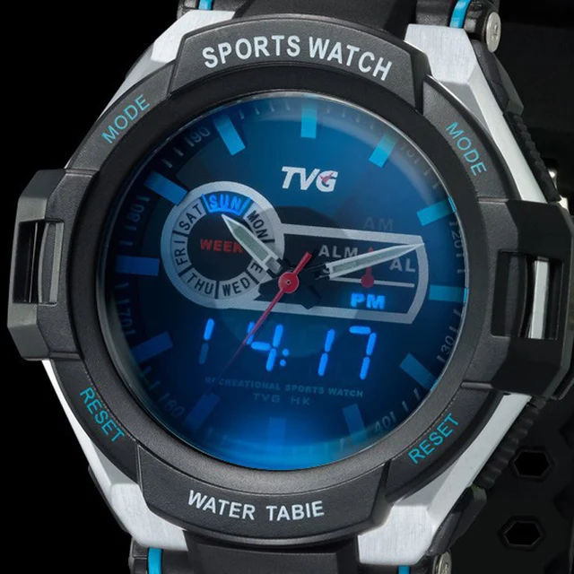 Cheap TVG Men Sports military digital Watch Army wristwatch Blue LED Pointer 30AM Waterproof Vibration Alarm Wrist Watch C1307 