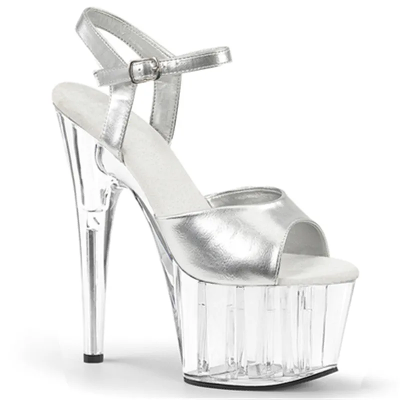 2019 crystal sexy fashion sexy 15cm high heel sandals, transparent high-heel stage show sandals