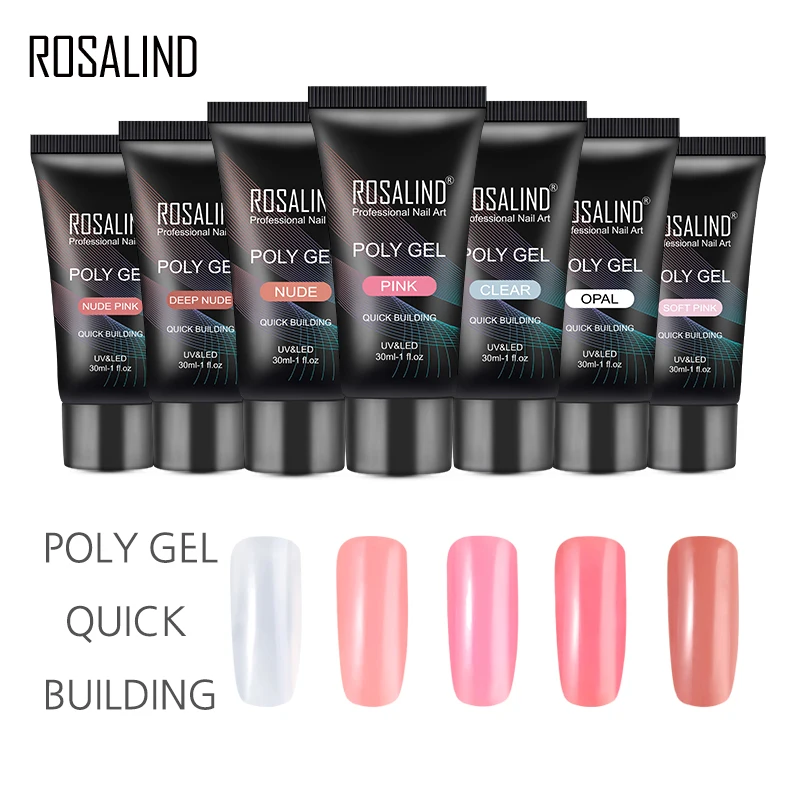 

ROSALIND Nail Gel Polish 30ML Long Lasting Builder Crystal Poly Gel Lacquer UV LED Soak off Nail Art Finger Extension Gel Polish