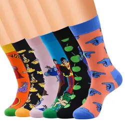 6 вышивка крестом картины для мужчин забавные чесаный удобные носки из хлопка красочные Multi узор длинные трубки скейтборд повседневное