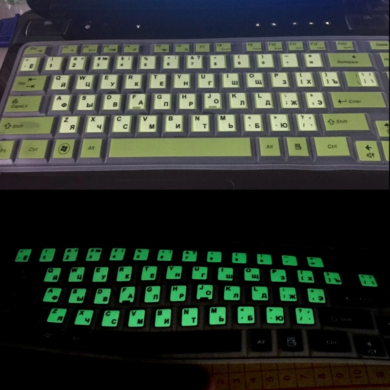 Светящаяся наклейка на клавиатуру с русскими буквами