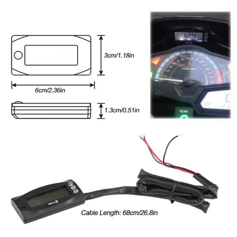 Мини 3-в-1 светодиодный Дисплей мотоциклетные воздушные Температура и учета рабочего времени и вольтметр Мини инструкция светодиодный Дисплей метр
