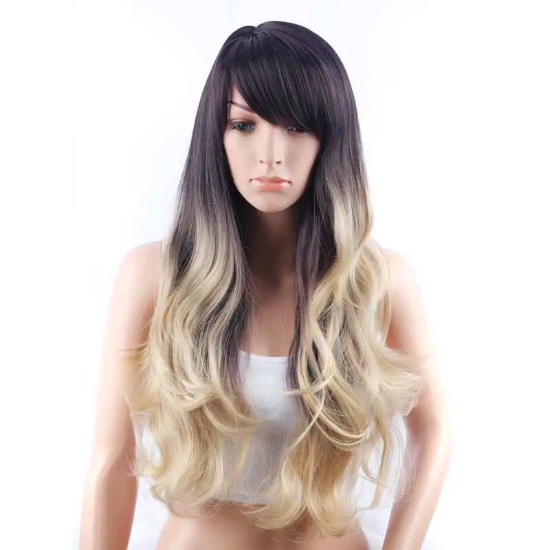 

Promotion Long Wavy Curly Hairstyles Synthetic Female Wig Drag Queen Wig Synthetic Wigs for Black/White Women Blonde Wig White
