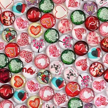 8, 10, 12, 14, 16, 18, 20, 25, 30 мм, разноцветные Круглые Стеклянные Кабошоны с сердечками для создания украшений своими руками