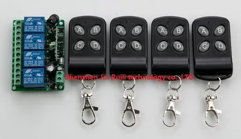 

DC12V 4CH Relay 10A RF Wireless Remote Control Switch System 1* Receiver & 4*Transmitter Wireless Lighting Switch For Smart Home