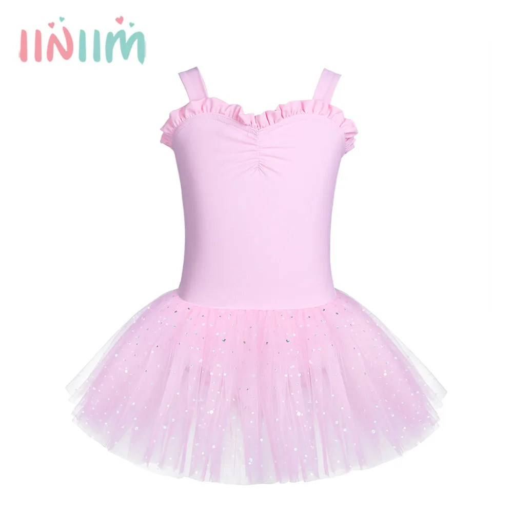 

4 Color Kids Girls Sleeveless Ruffled Sweetheart Ballet Dance Gymnastics Leotard Tutu Dress Costume Party for 2-8 Years Kids