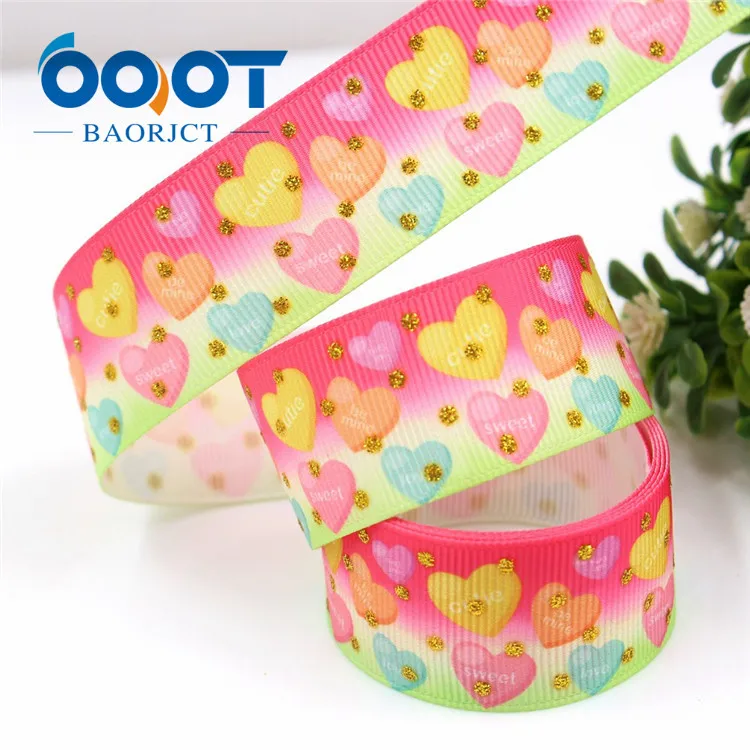 OOOT BAORJCT G-18808-878, 10 ярдов 25 мм Золотой блестящий напечатанный grosgrain лента DIY головной убор Свадебная подарочная упаковка материал - Цвет: G-18808-878