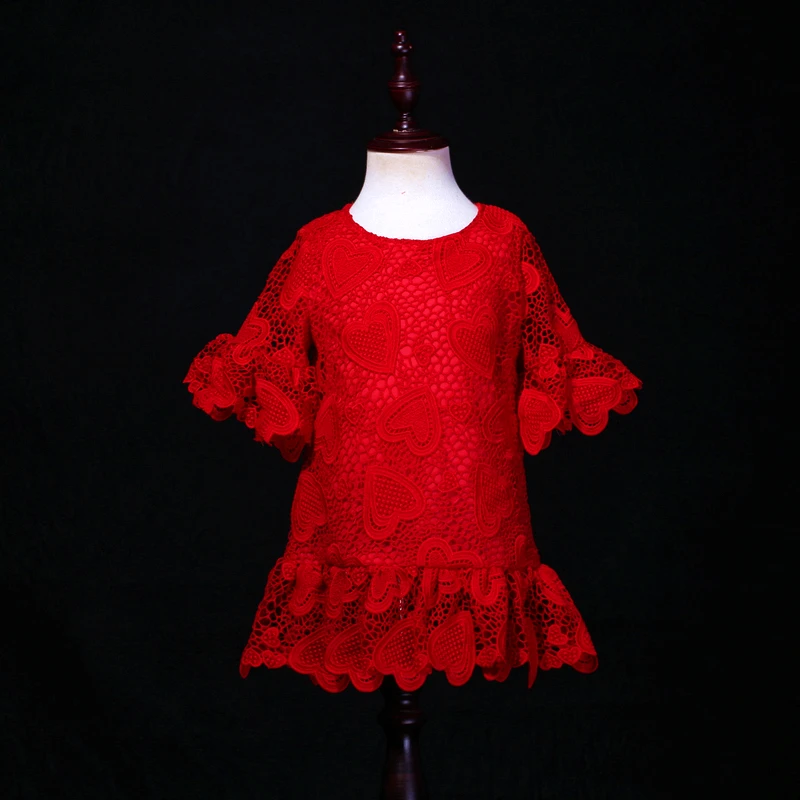 customized red heart soft mother daughter princess dress trumpet Sleeve children family clothes kids baby girl summer lace dress customized red heart soft mother daughter princess dress trumpet Sleeve children family clothes kids baby girl summer lace dress