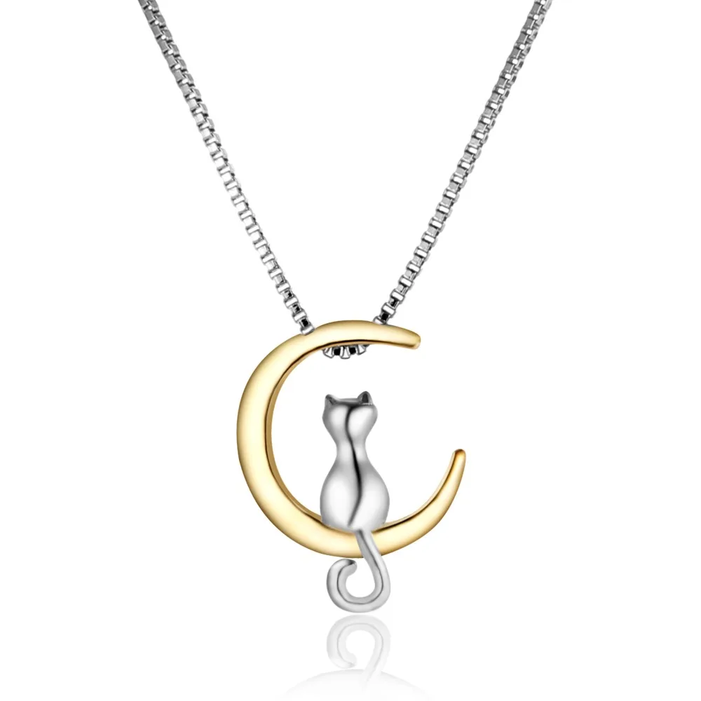 Fashion Moon Cat Necklace Cat Pendant Jewelry Accessories Bijouterie