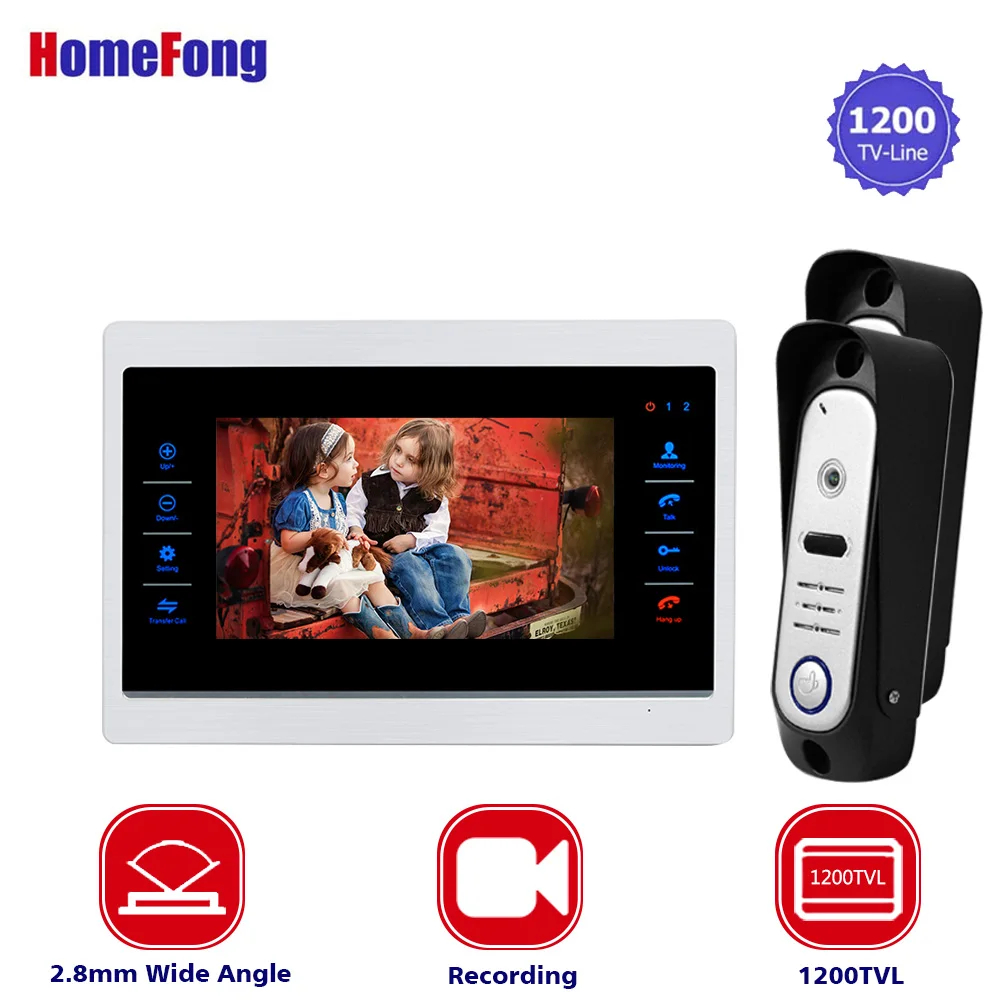 

Homefong 1200tvl 7' Video Doorphone Intercom Systems On-door Speakerphone Pin-Hole Camera Home Security Kit Door Entry System