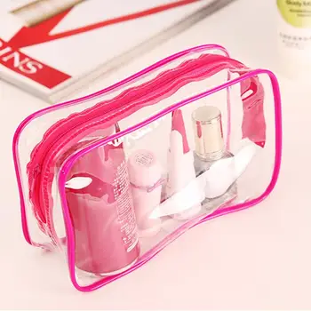 

1PC New Clear Transparent Plastic PVC Bags Travel Makeup Cosmetic Bag Toiletry Zip Pouch 3 Colors Toiletry Bag Women