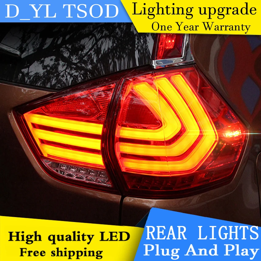 D-YL аксессуары для стайлинга автомобилей для Nissan X-Trail светодиодный задний фонарь 2012- X-Trail задний фонарь DRL+ тормоз+ Парк+ сигнал