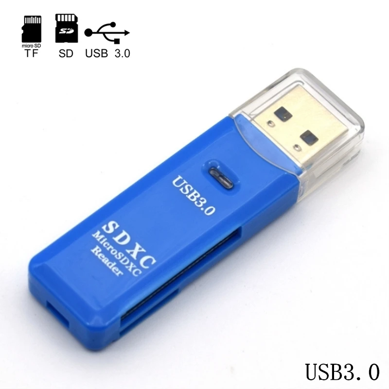 Считыватель карт GAOMUYUE USB3.0 для Microsd и TF/SD карт и SD USB 3,0 в кардридер s для ПК и Loptop free-S2 - Цвет: USB3.0-Blue