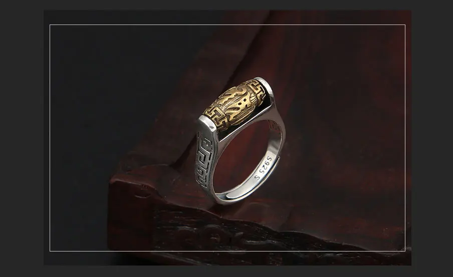 S925 Настоящее серебряное кольцо для мужчин вращающееся на удачу хорошее ювелирное изделие винтажное тайское серебряное кольцо ZR082