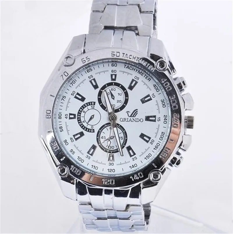 Luxury Silver Watch Quartz Watches Wristwatches Alloy Belt Sport Business Date Display Metal Watch Men Wrist Watch Business - Цвет: Белый