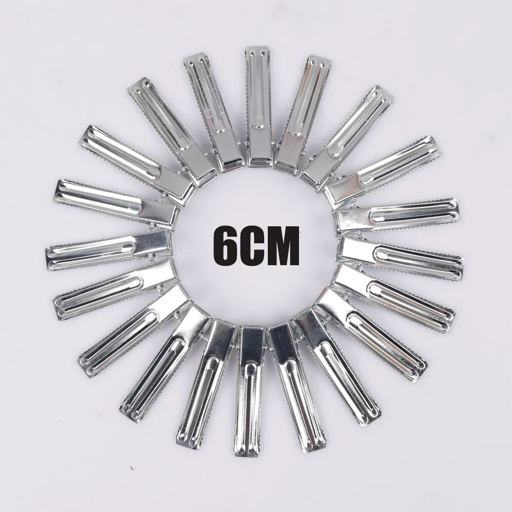 6cm double 20 шт./лот, серебряный цвет, 4,5-8 см, заколки для волос, плоская заколка, ментальная Французская заколка, сделай сам, заколки для волос, Аллигатор, вафельные боковые заколки с узлами - Цвет: 6cm double