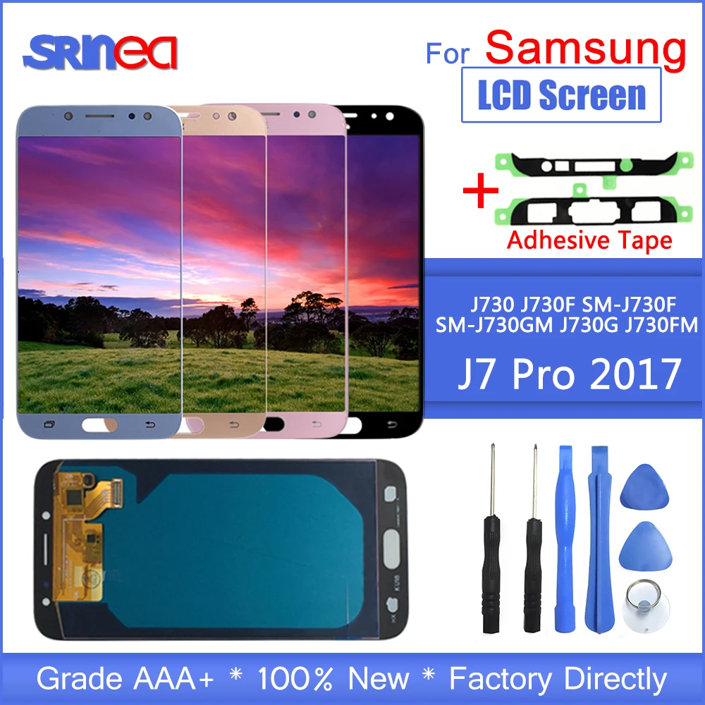 

For Galaxy J7 2017 Touch Screen J730 J730f Lcd For Samsung J7 Pro Display Digitizer Assembly Adjustable With Adhesive Tools